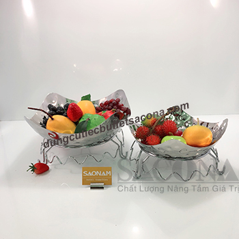 BỘ CHÂN ĐẾ VÀ DĨA INOX TRƯNG BÀY THỨC ĂN SN#524304 SACONA (2)