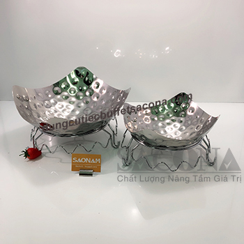 BỘ CHÂN ĐẾ VÀ DĨA INOX TRƯNG BÀY THỨC ĂN SN#524304 SACONA (3)