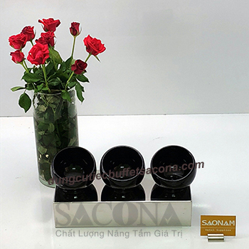 GIÁ ĐỂ BUFFET 3 TÔ SỨ SN#524013 SACONA
